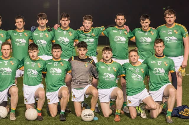 On a glorious evening in 2019 Ardagh played Kilmeena under lights by Clew Bay. Brian Farrell (extreme right front row) was left corner-forward and his beloved brother Diarmaid (fourth from right, back row) was left half-forward. Pic: Martin McIntyre