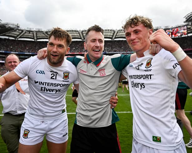 Left to right: Mayo All-Ireland winners Aidan O'Shea, Cillian O'Connor and Kobe McDonald