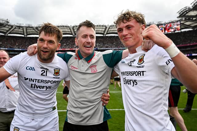 Left to right: Mayo All-Ireland winners Aidan O'Shea, Cillian O'Connor and Kobe McDonald