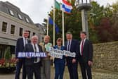 Pictured celebrating the launch of the new service between Groningen and Ireland West Airport on a visit to Mayo to as part of the EU Presidency Programme County Pairing Initiative, were from left to right, Kevin Kelly, CE, Mayo County Council, Cathaoirleach  Cllr. John Caulfield, H.E. Maaike van Koldam, Ambassador of the Kingdom of the Netherlands to Ireland, H.E. Ann Derwin, Ambassador of Ireland to the Netherlands, Joe Gilmore, Managing Director, Ireland West Airport and Michael McDermott, Head of Tourism, Mayo County Council