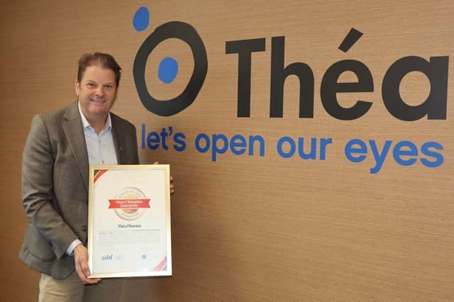 Country Manager Diarmuid Gavin accepted the award on behalf of the Théa Pharma Ireland team.