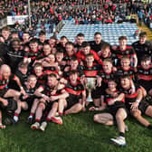 Davitts celebrate as they are crowned Mayo Intermediate Champions after they overcame Ballinrobe in MacHale Park. Pic Conor McKeown