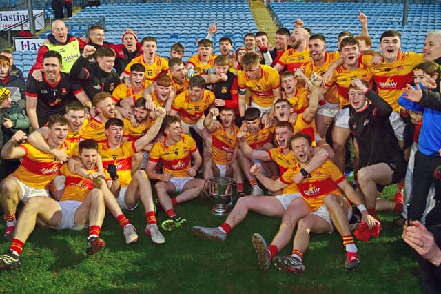 Castlebar Mitchels celebrate as they are crowned Mayo Senior Champions at MacHale Park. Photo: Conor McKeown