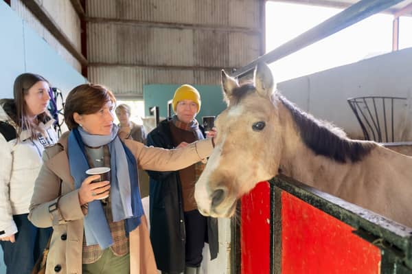 Ambassadors Ann Derwin and Maaike Van Koldam at the Social Farming Ireland event on Shore Farm in Ballina