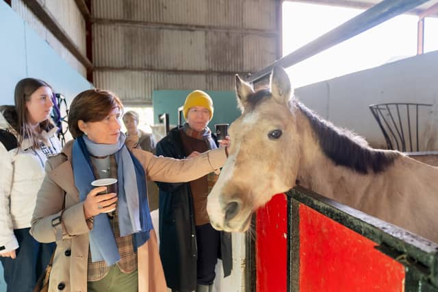 Ambassadors Ann Derwin and Maaike Van Koldam at the Social Farming Ireland event on Shore Farm in Ballina