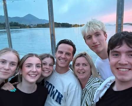 Members of staff at Charlie's at The Towers picture with Andrew Scott.