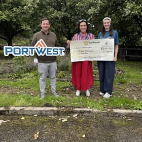 Pictured from left are Steve Jordan, Marketing Manager at Portwest, Martina Jennings from the Mayo Roscommon Hospice Foundation and Orlagh Henry, Designer and Product Developer at Portwest.