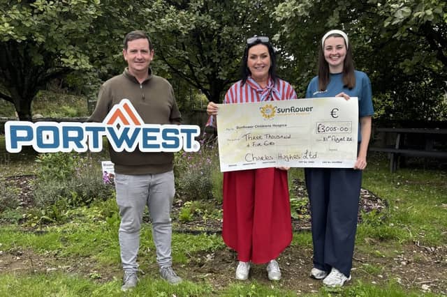 Pictured from left are Steve Jordan, Marketing Manager at Portwest, Martina Jennings from the Mayo Roscommon Hospice Foundation and Orlagh Henry, Designer and Product Developer at Portwest.