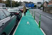 The newly painted designated pedestrian route in Castle Street car park in Castlebar