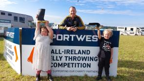Portwest’s welly throwing competition takes place at the Ploughing Championships