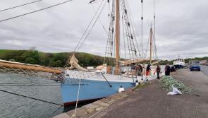 Last of Ireland’s traditional wooden sailing ships docks in Westport