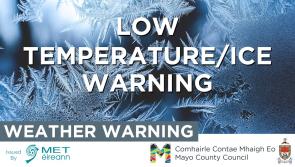 Status Yellow low temperature/ice warning announced for Mayo this evening