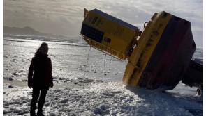 'Big scrap value in that!' - Storm Éowyn washes up an old victim of Storm Darragh on Irish beach