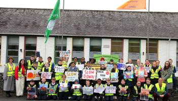 Belcarra national school children urge drivers to slow down through the village