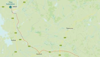 Map of the route for the North Connacht 110kV underground cable in north Mayo