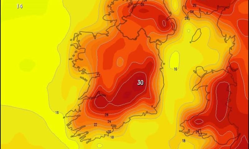One area of Ireland to get 31C on Friday and break record amid Met Éireann heat warning
