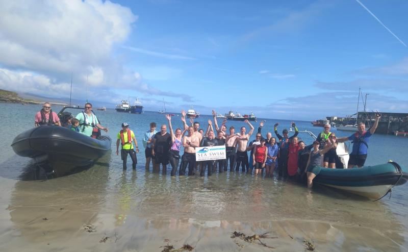 Twelve swim from Roonagh to Clare Ireland in support of Ger Brady fund