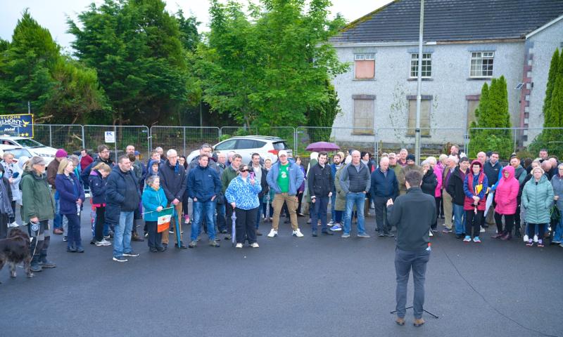 Large crowd attends public gathering outside Knock hotel mooted for refugee accommodation 