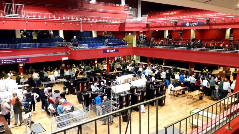 Boxes opened in local and European elections at count centre in Castlebar
