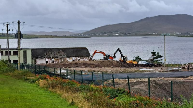 The old Scoil Damhnait secondary school building in Achill currently being demolished