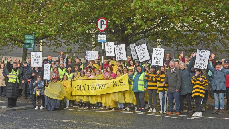 Crowd marches through Westport in solidarity with Holy Trinity NS
