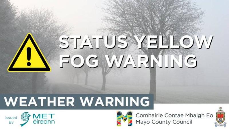 Weather warning in place in Mayo for this evening and tonight