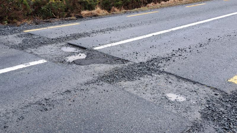 Damage to the R319 near Mulranny caused by contractors working by National Broadband Ireland