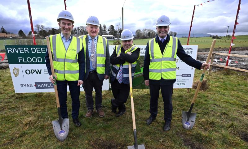 Minister Kevin Moran turns sod for construction commencement of the Crossmolina Flood Relief Scheme