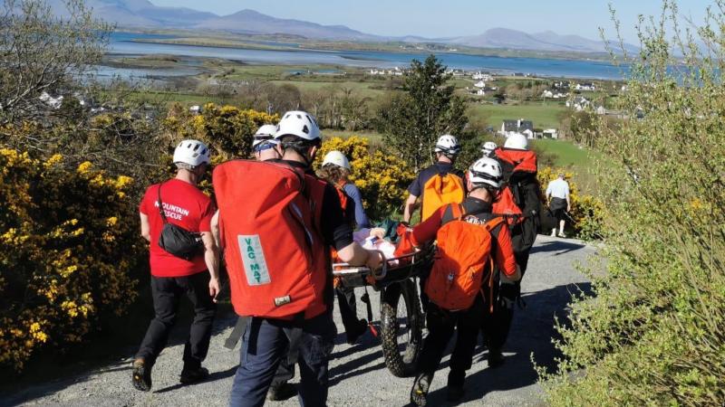 Members of Mayo Mountain Rescue stretchered a lady off Croagh Patrick following a fall