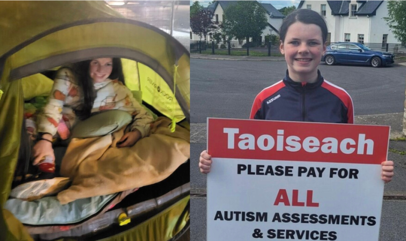 'First night down!!'- Girl (14) sleeping outside Dáil to protest lengthy autism waitlists