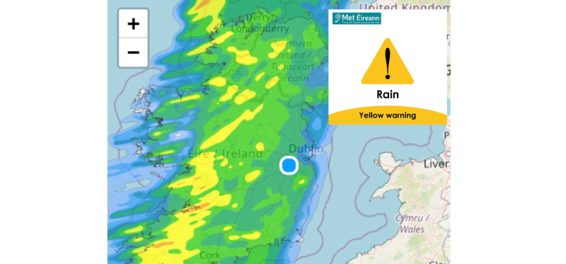 Met Eireann:  STATUS YELLOW warnings issued for Mayo amid risk of flooding 