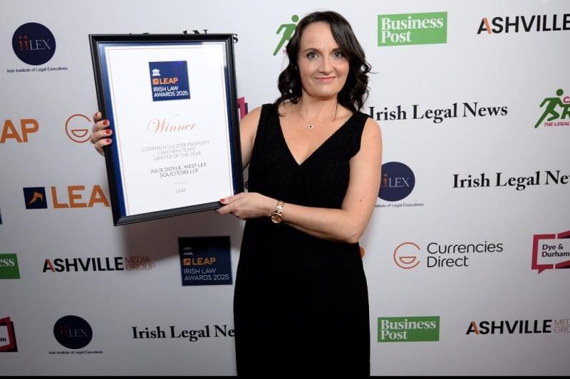 Mayo solicitor Julie Doyle was celebrating success when she was awarded the allocade of Property Lawyer of the Year for the Connacht/Ulster region.