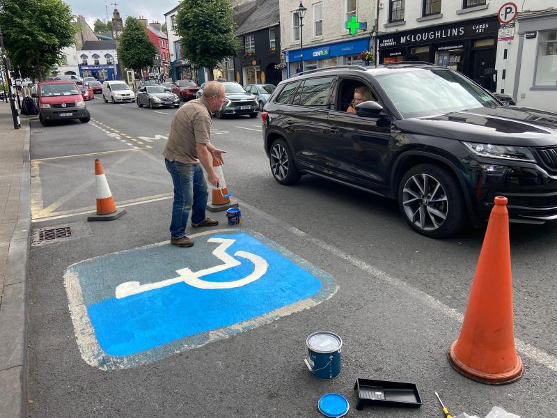 Mayo man Mick Higgins says he is frustrated that disabled parking bays have not all been painted in Westport