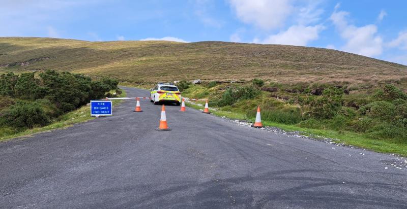 Road to top of Mayo scenic location was closed today after car caught fire