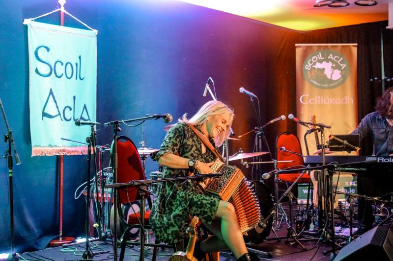 Sharon Shannon playing at the opening of Scoil Acla 2025 in Achill