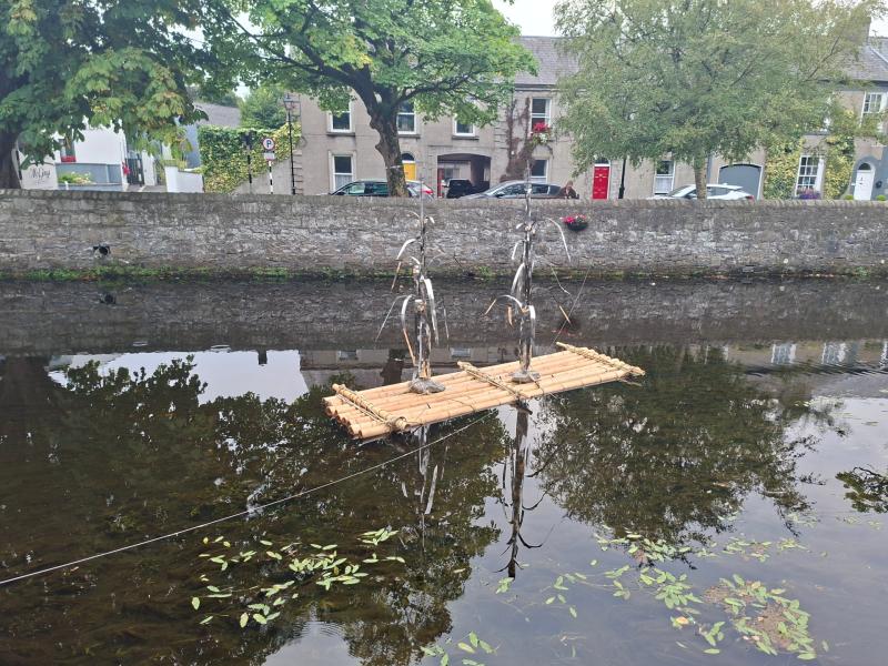 Art installation on the Mall River in Westport