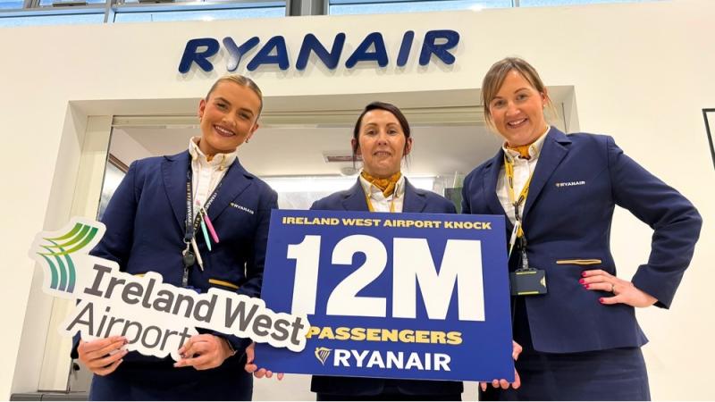 Ryanair celebrates new passenger milestone at Ireland West Airport
