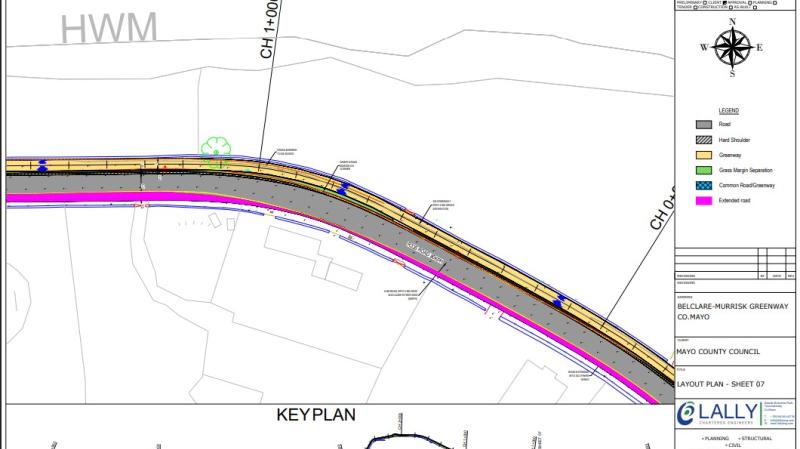 A section of the Greenway which was proposed in 2019 to run along side the Louisburgh Road.