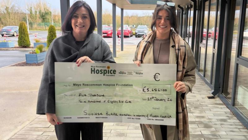 Significant funds raised for Mayo Roscommon Hospice in memory of Meabh Feerick