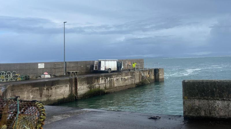 new safety railing is completed at Mayo pier