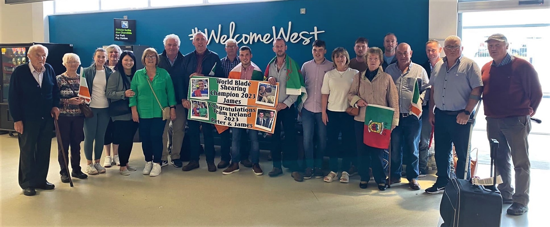 Friends and family of James Hopkins and Peter Heraty at Knock aiport 