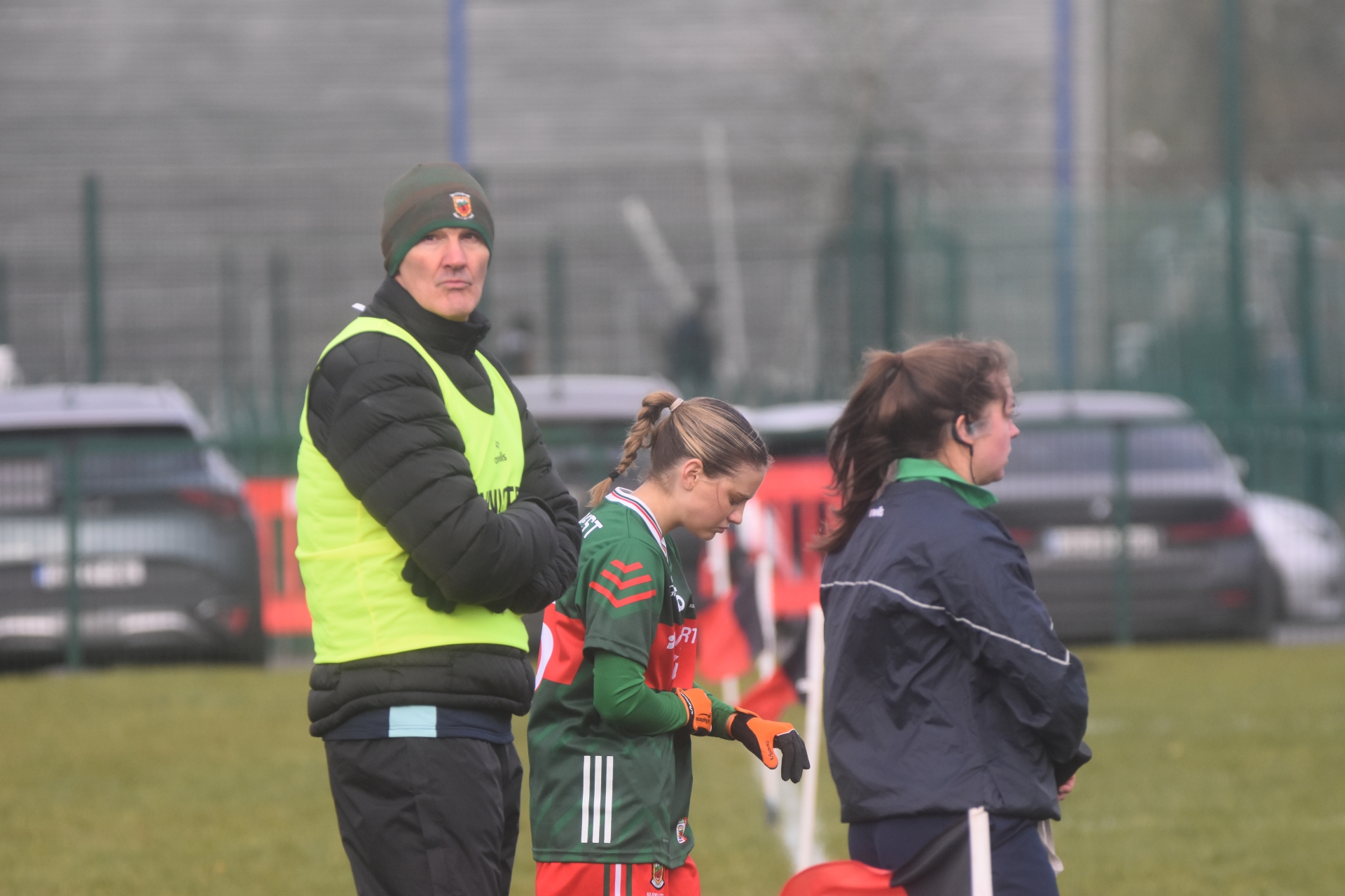 Liam McHale watches on as Mayo's Saoirse Delaney prepares to enter the fray