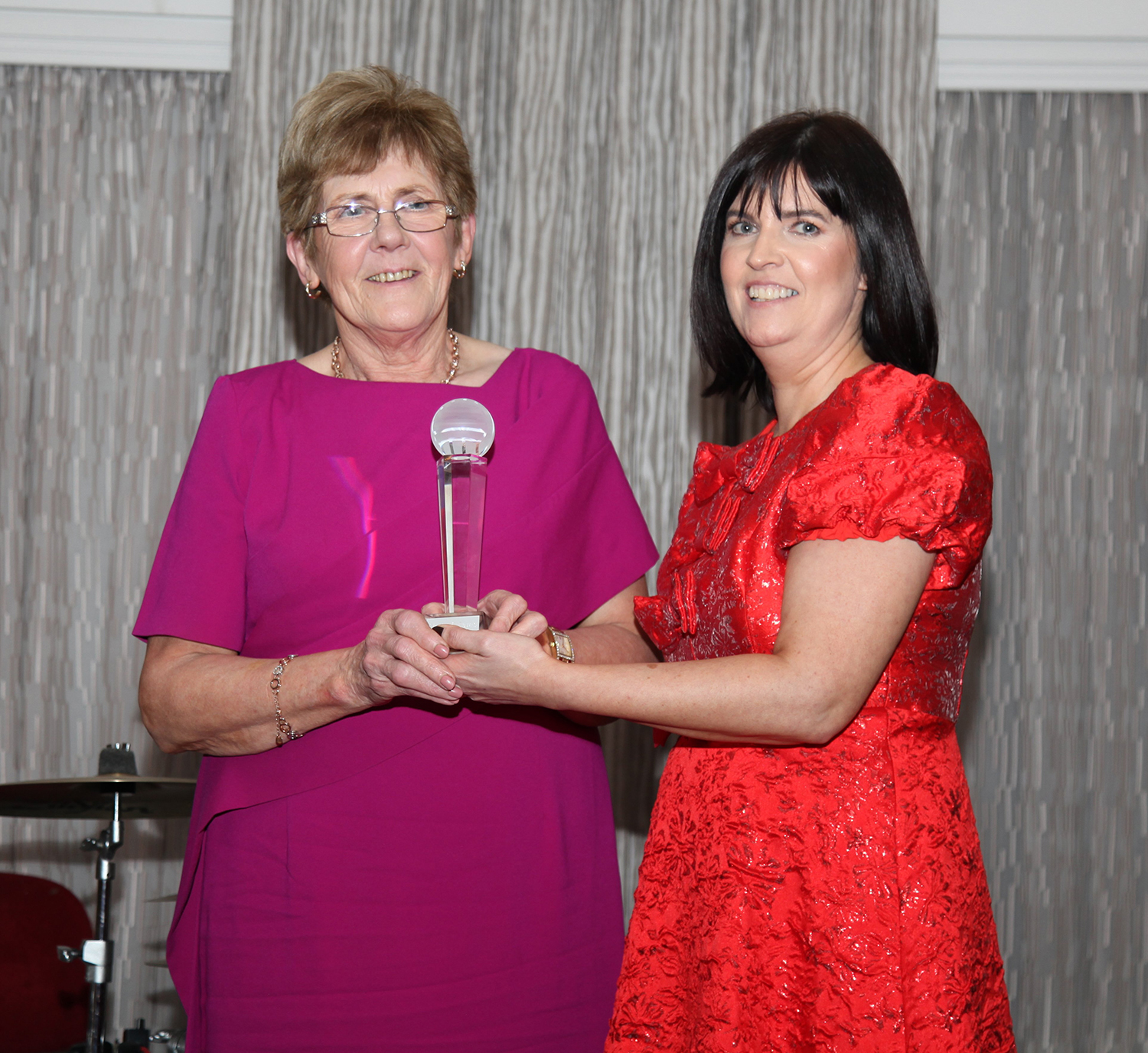 Hall of Fame winner 2025 Marian Macken, receiving the award from Annette Conway, Chairperson, Ballinrobe GAA.