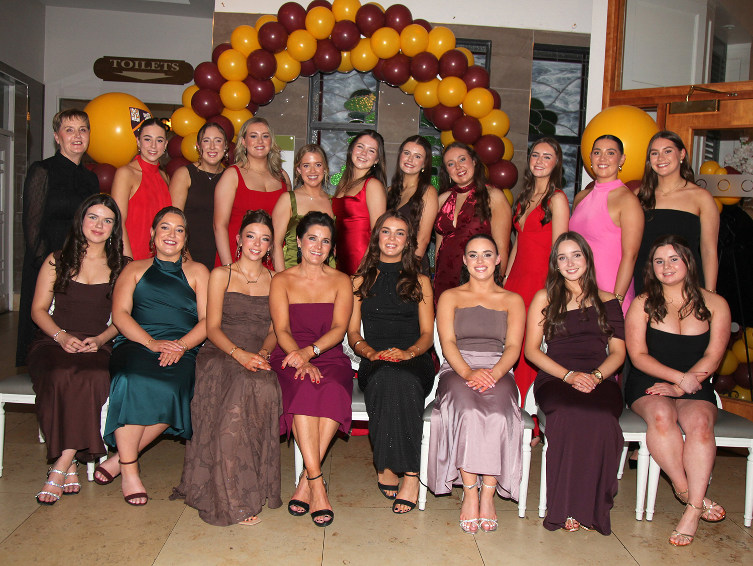 Pictured at the Ballinrobe GAA and LGFA Dinner Dance held at the Castlecourt Hotel were the Junior Ladies team with Katie Walsh (Management) and Sinéad Costello, Chairperson, Mayo LGFA.